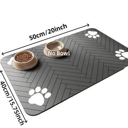 S、M、L Absorbent Pet Feeding Mat, Waterproof Placemat for Dog & Cat Food & Water Bowls, Quick-Dry Rubber Backing