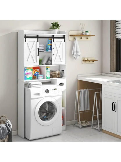 Storage Cabinet Over Toilet with Sliding Doors