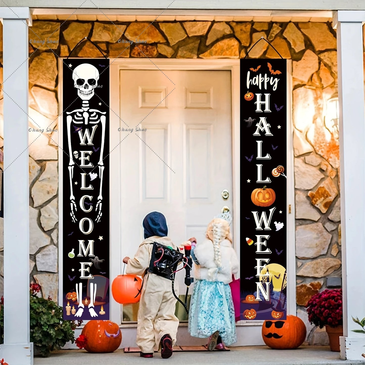 Halloween Hanging Door Curtain Banner Happy Halloween Decorations For Home Trick Or Treat Horror Party Supplies