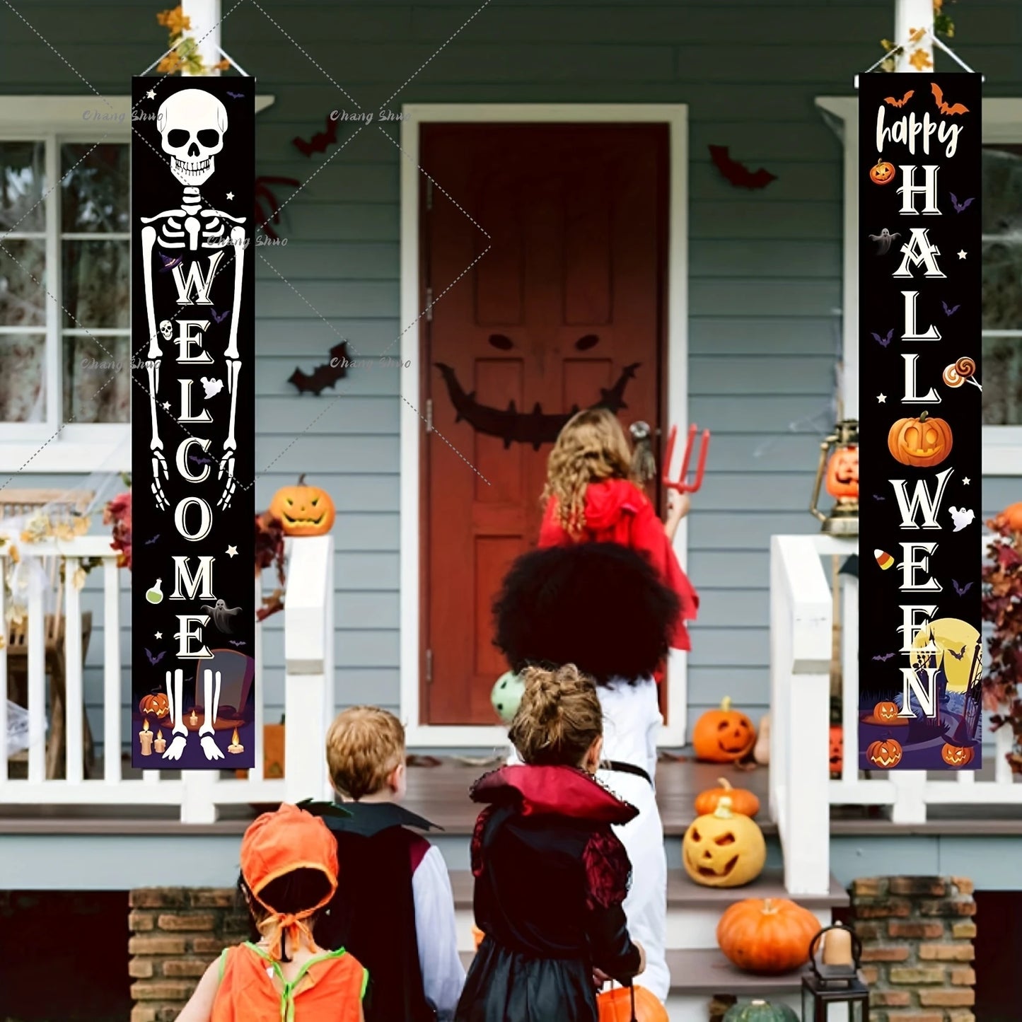 Halloween Hanging Door Curtain Banner Happy Halloween Decorations For Home Trick Or Treat Horror Party Supplies