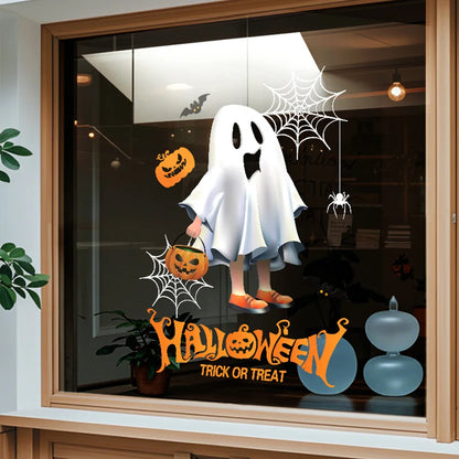 2 Pieces of 45Cm*60Cm Halloween Window Stickers Ghost Pumpkin Glass Decals