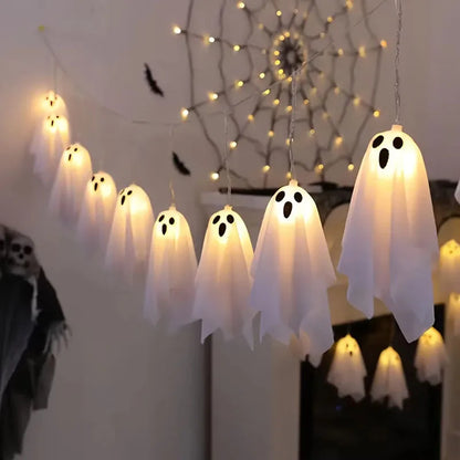 Halloween Ghost String Lights, 10PCS LED  Light Up Glow Garland, 8 Modes Waterproof Garland